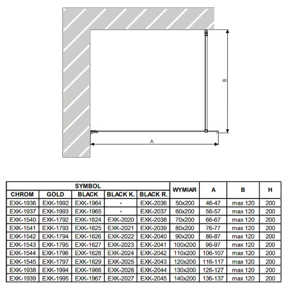 Душевая перегородка New Trendy Avexa Chrome 110 EXK-1544 профиль Хром стекло прозрачное