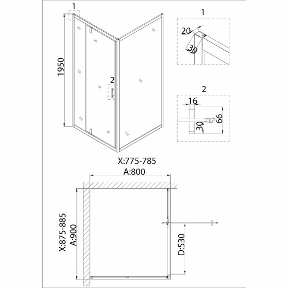 Душевой уголок Niagara Nova 90х80 NG-83-9AB-A80B профиль Черный стекло прозрачное Душевой уголок Niagara Nova 90х80 NG-83-9AB-A80B профиль Черный стекло прозрачное