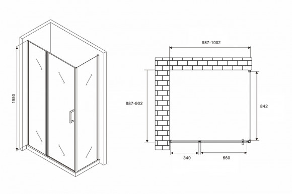 Душевой уголок Abber Sonnenstrand 100x90 AG04100S-S90 профиль Хром стекло прозрачное Душевой уголок Abber Sonnenstrand 100x90 AG04100S-S90 профиль Хром стекло прозрачное