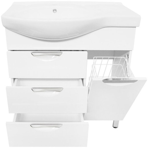 Тумба под раковину Style Line Жасмин 82 R ЛС-00000527 с бельевой корзиной Белая Тумба под раковину Style Line Жасмин 82 R ЛС-00000527 с бельевой корзиной Белая