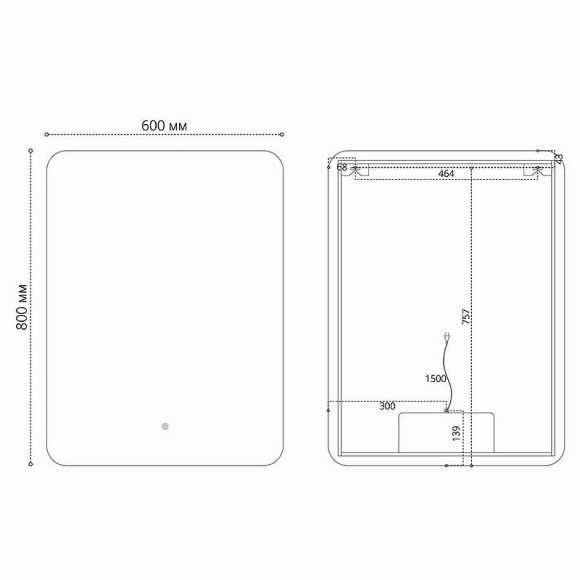 Зеркало Vincea 60 VLM-3BE600-2 с подсветкой с сенсорным выключателем с подогревом и диммером