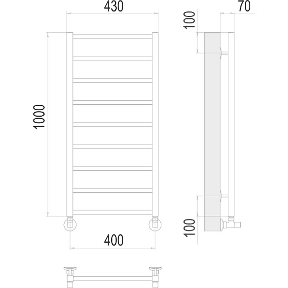 Водяной полотенцесушитель Terminus Контур П9 400х1000 4670078529671 Хром, нижнее подключение, G 1/2" ВР, с угловым соединением Водяной полотенцесушитель Terminus Контур П9 400х1000 4670078529671 Хром, нижнее подключение, G 1/2" ВР, с угловым соединением