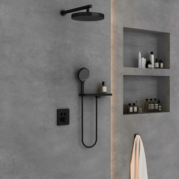 Душевая система Vincea Inspire VSFW-3I21T2RMB с термостатом Черная матовая Душевая система Vincea Inspire VSFW-3I21T2RMB с термостатом Черная матовая