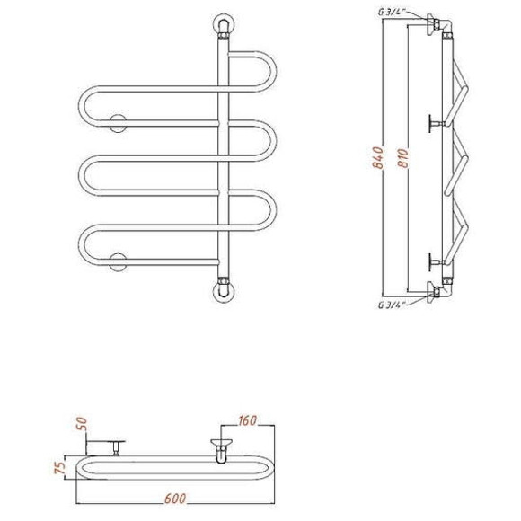 Водяной полотенцесушитель Тругор Феникс НП 5 80x60 Хром Водяной полотенцесушитель Тругор Феникс НП 5 80x60 Хром