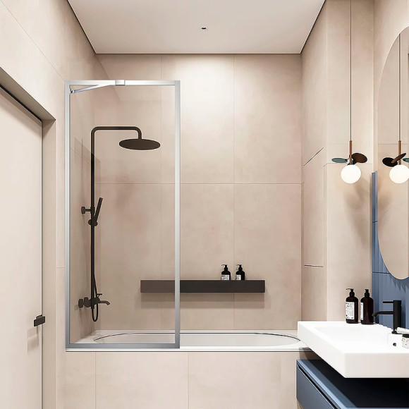 Шторка на ванну Veconi Palau 90 PL85-90-01-C7 профиль Хром стекло прозрачное Шторка на ванну Veconi Palau 90 PL85-90-01-C7 профиль Хром стекло прозрачное