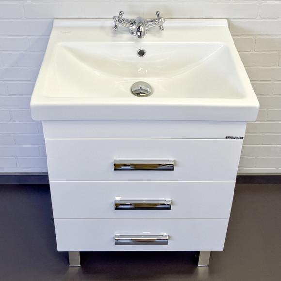Тумба с раковиной Comforty Никосия 60Н 00-00011160 Белая глянцевая Тумба с раковиной Comforty Никосия 60Н 00-00011160 Белая глянцевая
