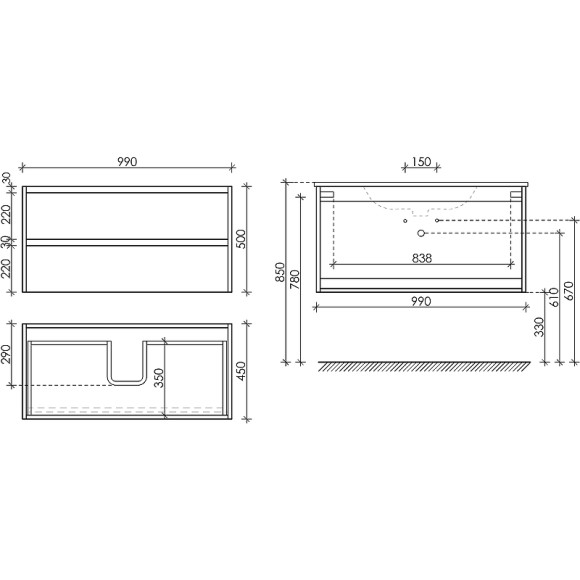 Тумба под раковину Sancos Libra 100 LB100ECH подвесная Дуб чарльстон