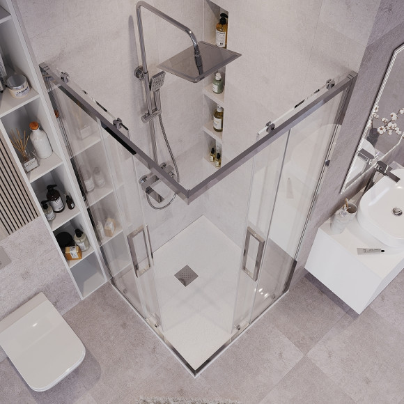 Душевой уголок Grossman Cosmo 80х80 300.K33.02.8080.10.00 профиль Хром стекло прозрачное Душевой уголок Grossman Cosmo 80х80 300.K33.02.8080.10.00 профиль Хром стекло прозрачное