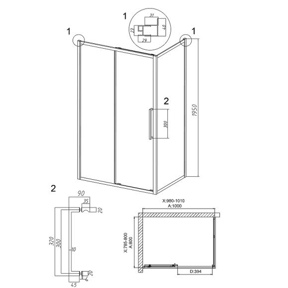 Душевой уголок Grossman Cosmo 100х80 120.K33.02.1080.10.02 профиль Хром стекло шиншилла
