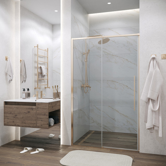 Душевая дверь Grossman Galaxy 130 100.K33.01.130.32.00 профиль Золото сатин стекло прозрачное Душевая дверь Grossman Galaxy 130 100.K33.01.130.32.00 профиль Золото сатин стекло прозрачное