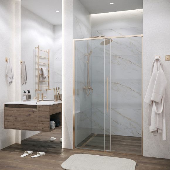 Душевая дверь Grossman Galaxy 130 100.K33.01.130.32.00 профиль Золото сатин стекло прозрачное Душевая дверь Grossman Galaxy 130 100.K33.01.130.32.00 профиль Золото сатин стекло прозрачное