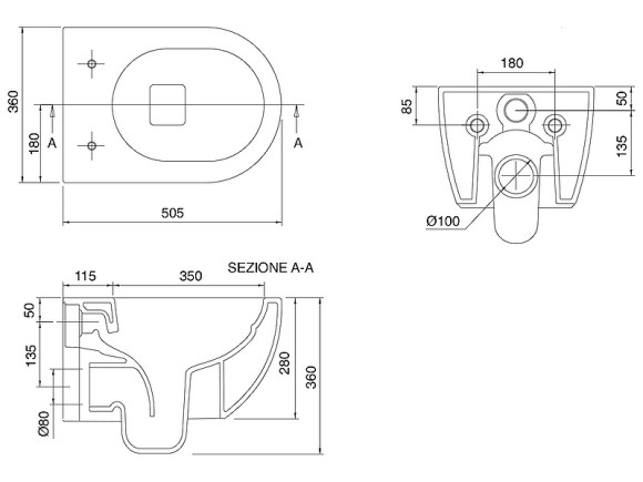 Унитаз Scarabeo 5520/CL подвесной без сиденья Унитаз Scarabeo 5520/CL подвесной без сиденья