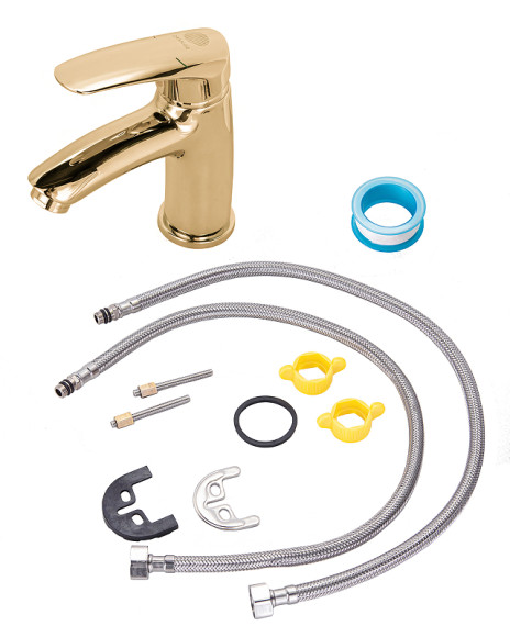 Смеситель для раковины Orange Alfi M18-021gd Золото