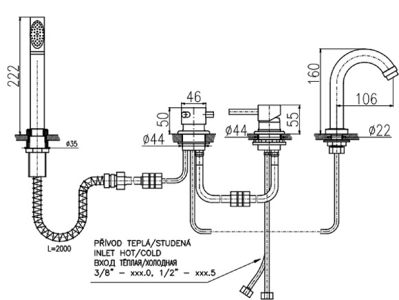 Смеситель на борт ванны Rav Slezak Seina SE962.5P Хром