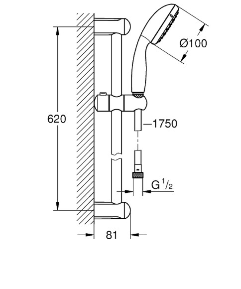 Ручной душ Grohe Tempesta 100 26161001 Хром