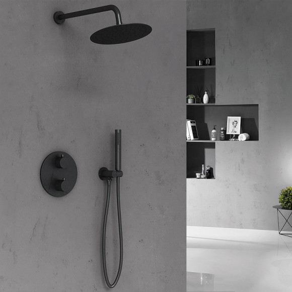 Душевая система Vincea VSFW-101TMB с термостатом Черная матовая Душевая система Vincea VSFW-101TMB с термостатом Черная матовая