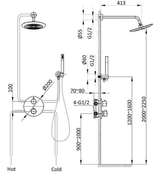 Душевая система Vincea VSFW-101TMB с термостатом Черная матовая Душевая система Vincea VSFW-101TMB с термостатом Черная матовая