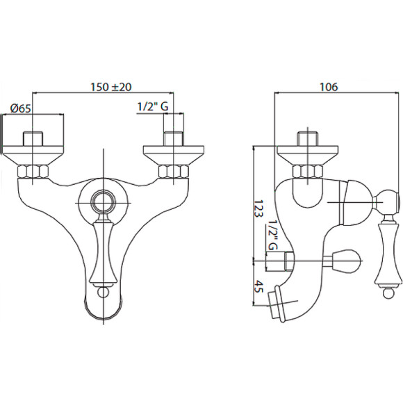 Смеситель для ванны Cezares Margot MARGOT-VM-02-M Бронза