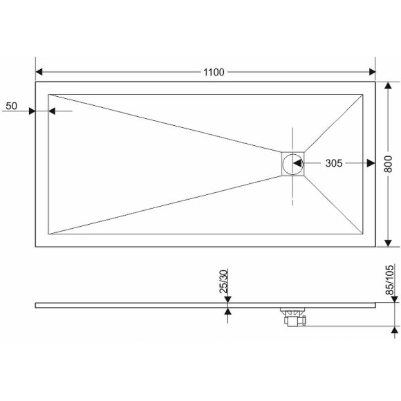 Душевой поддон из искусственного камня RGW STT ST-0118W 80x110x2,5 Белый