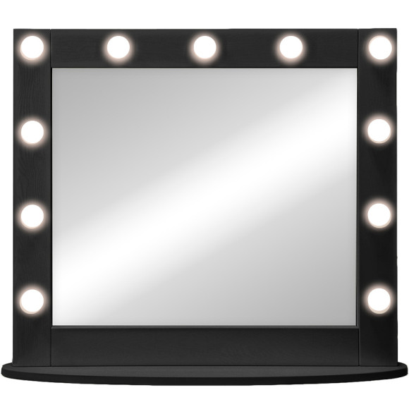 Зеркало Континент 800х700 ЗГП43 гримерное с подсветкой Черное с механическим выключателем Зеркало Континент 800х700 ЗГП43 гримерное с подсветкой Черное с механическим выключателем