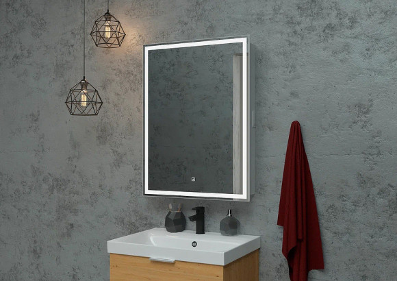 Зеркальный шкаф Континент Allure LED 55 L МВК002 с подсветкой Белый Зеркальный шкаф Континент Allure LED 55 L МВК002 с подсветкой Белый