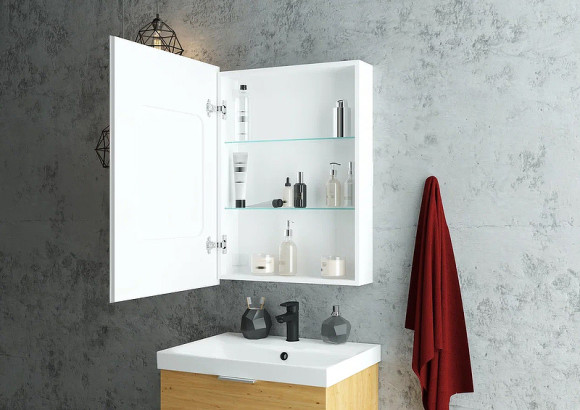 Зеркальный шкаф Континент Allure LED 55 L МВК002 с подсветкой Белый Зеркальный шкаф Континент Allure LED 55 L МВК002 с подсветкой Белый