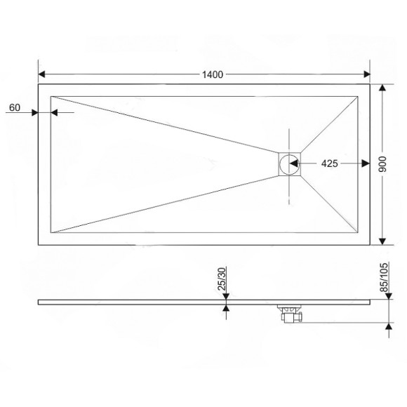 Душевой поддон из искусственного камня RGW Stone Tray ST-W 140х90 16152914-01 Белый