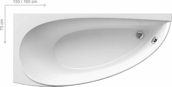 Акриловая ванна Ravak Avocado 160x75 L CQ01000000 без гидромассажа Акриловая ванна Ravak Avocado 160x75 L CQ01000000 без гидромассажа