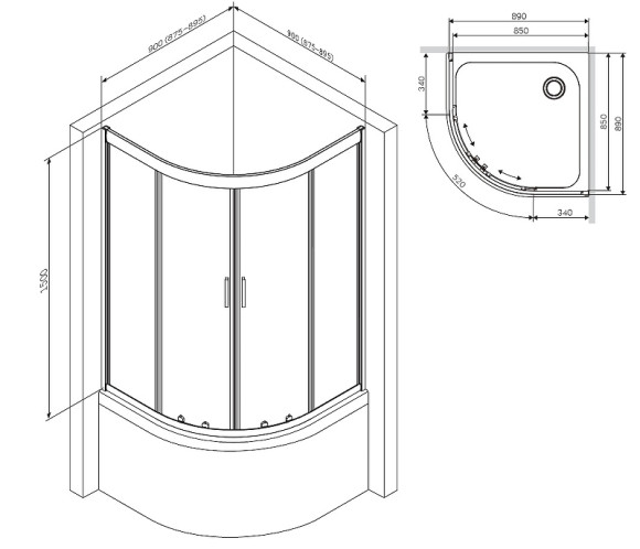 Душевой уголок AM.PM Gem W90G-401A090WT Профиль матовый хром, стекло прозрачное Душевой уголок AM.PM Gem W90G-401A090WT Профиль матовый хром, стекло прозрачное