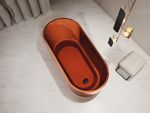 Ванна из полиэфирной смолы Abber Kristall 170х80 AT9706Opal Коричневая без гидромассажа