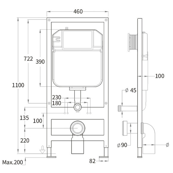 Инсталляция WeltWasser WW Bamberg 460 10000010285 для унитаза без клавиши смыва Инсталляция WeltWasser WW Bamberg 460 10000010285 для унитаза без клавиши смыва