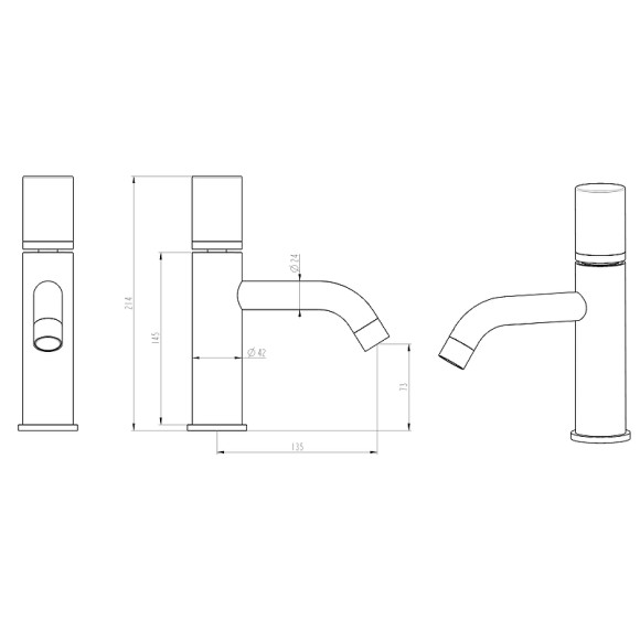 Смеситель для раковины Boheme Stick 121-GCR Золото Хром