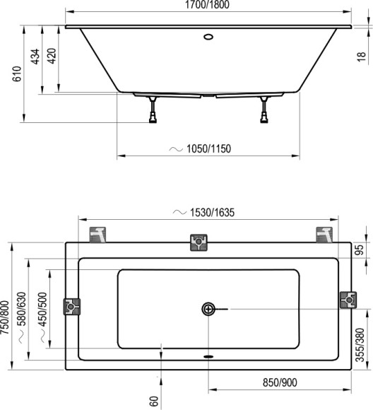 Акриловая ванна Ravak Formy 01 Slim 170x75 C691300000 без гидромассажа Акриловая ванна Ravak Formy 01 Slim 170x75 C691300000 без гидромассажа