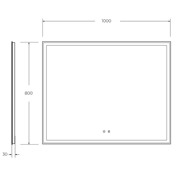 Зеркало BelBagno SPC-GRT 100 с сенсорным выключателем с подсветкой Зеркало BelBagno SPC-GRT 100 с сенсорным выключателем с подсветкой