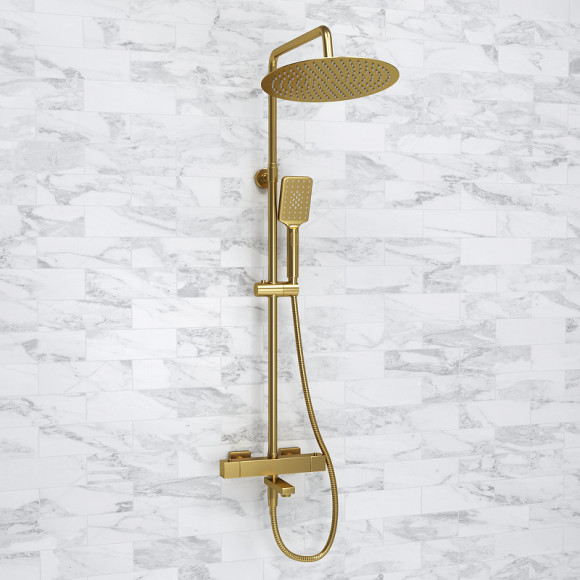 Душевая система WasserKRAFT Aisch A199.262.201.BG Thermo с термостатом Золото матовое Душевая система WasserKRAFT Aisch A199.262.201.BG Thermo с термостатом Золото матовое