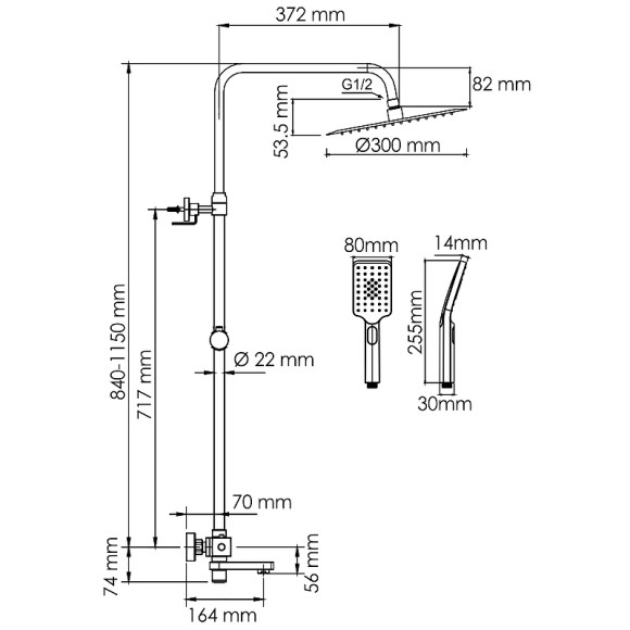 Душевая система WasserKRAFT Aisch A199.262.201.BG Thermo с термостатом Золото матовое Душевая система WasserKRAFT Aisch A199.262.201.BG Thermo с термостатом Золото матовое