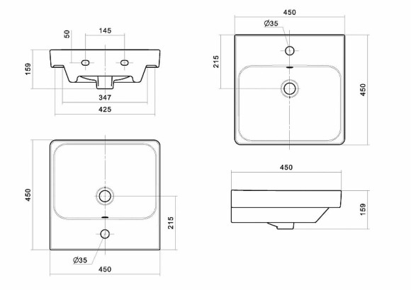 Раковина Santek Адриана 45 1.WH50.1.630 Белая