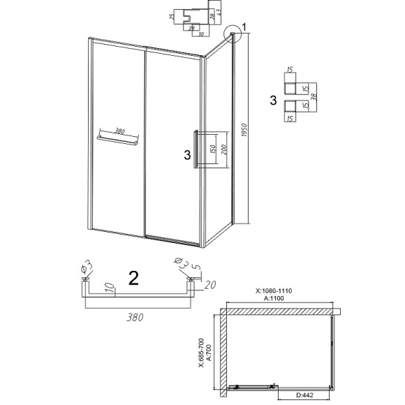 Душевой уголок Grossman Style 110х70 120.K33.05.1170.10.02 профиль Хром стекло шиншилла Душевой уголок Grossman Style 110х70 120.K33.05.1170.10.02 профиль Хром стекло шиншилла