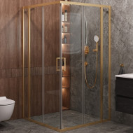 Душевой уголок Cezares Molveno 130x130 MOLVENO-A-22-100+30-C-BORO-IV профиль Брашированное золото стекло прозрачное