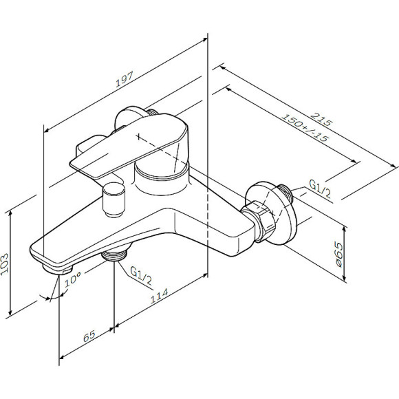 Смеситель для ванны AM.PM Gem F90A10000 Хром Смеситель для ванны AM.PM Gem F90A10000 Хром