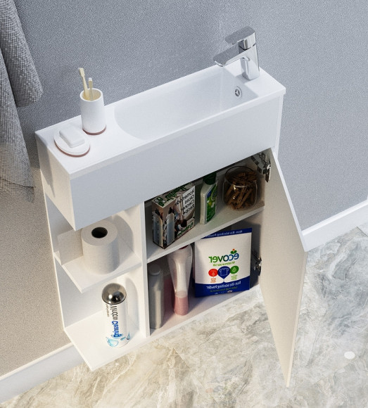 Тумба с раковиной 1MarKa Stretto 60П У94717 подвесная Белый глянец