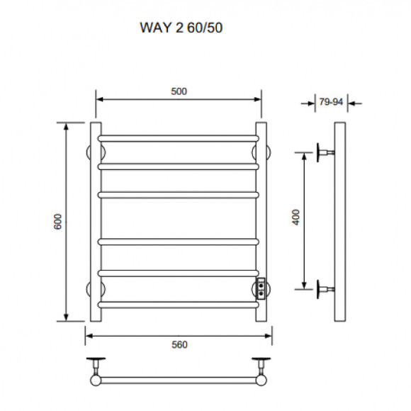 Электрический полотенцесушитель Ника Way-2 60/50 U Хром