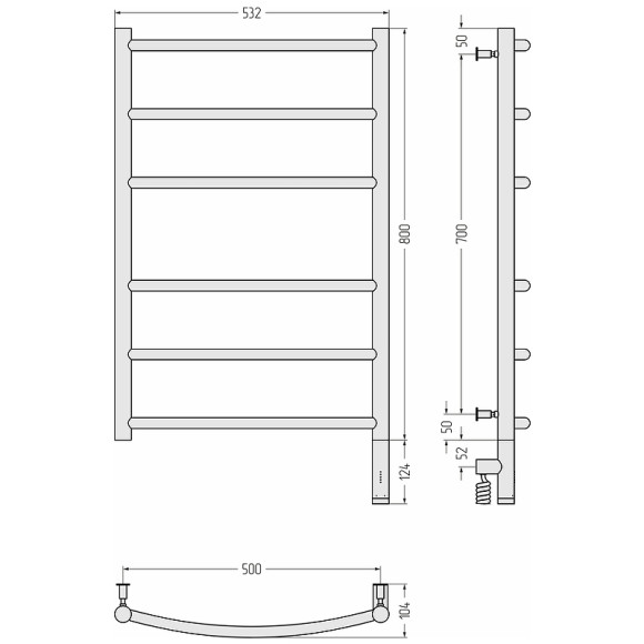 Электрический полотенцесушитель Сунержа Галант 3.0 800x500 R 31-5801-8050 Черный матовый