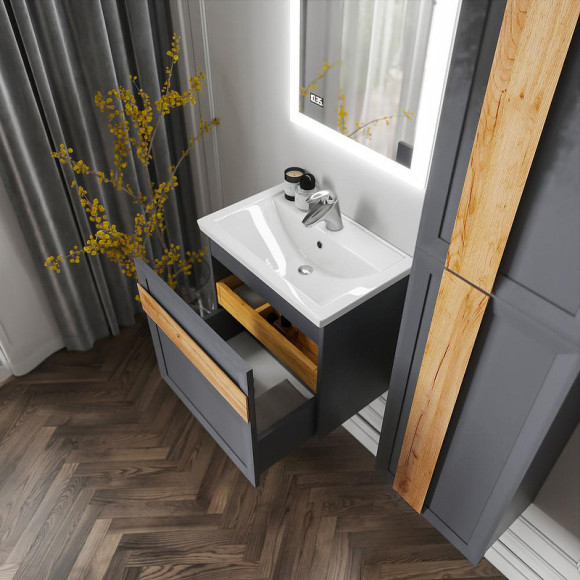 Тумба под раковину Бриклаер Берлин 60 4627125416132 подвесная Оникс серый Тумба под раковину Бриклаер Берлин 60 4627125416132 подвесная Оникс серый