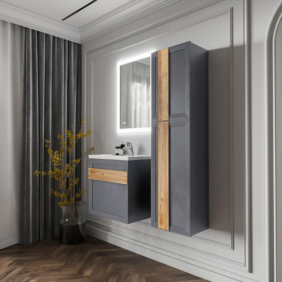 Тумба под раковину Бриклаер Берлин 60 4627125416132 подвесная Оникс серый Тумба под раковину Бриклаер Берлин 60 4627125416132 подвесная Оникс серый