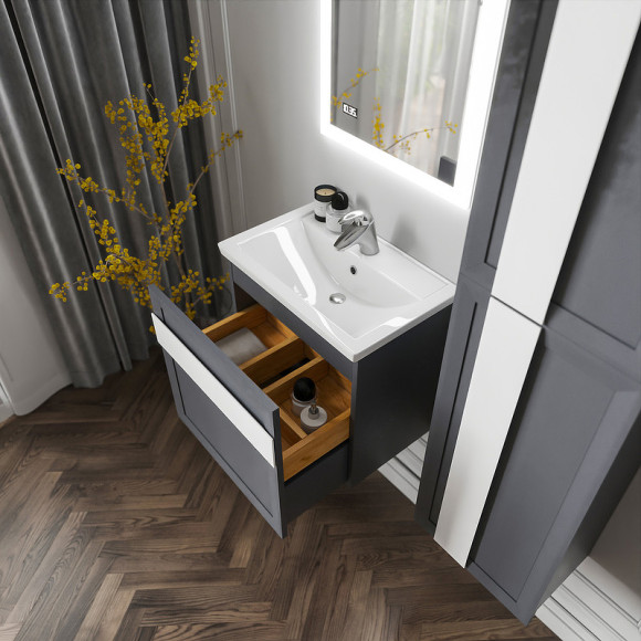 Тумба под раковину Бриклаер Берлин 60 4627125416132 подвесная Оникс серый Тумба под раковину Бриклаер Берлин 60 4627125416132 подвесная Оникс серый