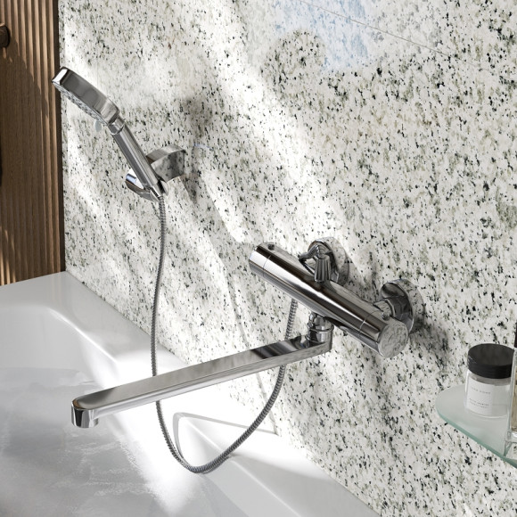 Смеситель для ванны WasserKRAFT Berkel 4822L универсальный с термостатом Хром Смеситель для ванны WasserKRAFT Berkel 4822L универсальный с термостатом Хром