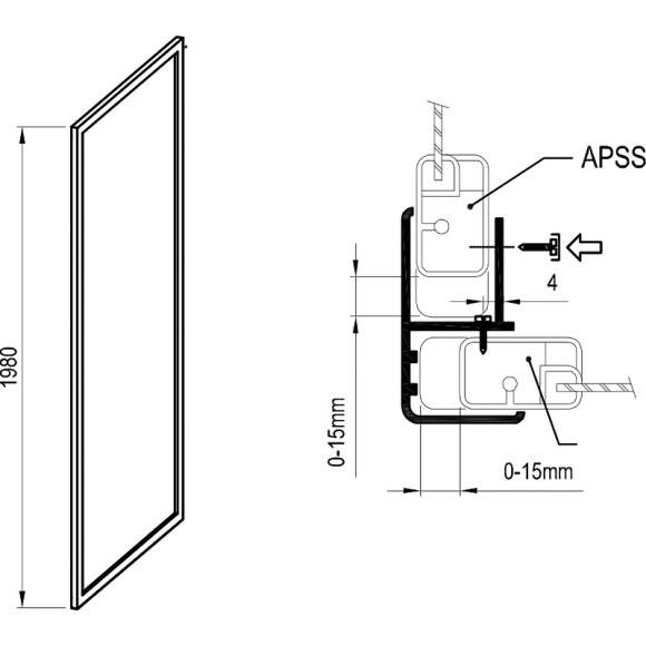 Душевая стенка Ravak Supernova APSS-80 94040UR2Z1 профиль Сатин стекло Transparent Душевая стенка Ravak Supernova APSS-80 94040UR2Z1 профиль Сатин стекло Transparent