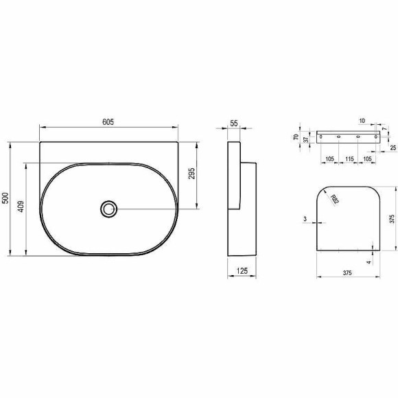 Раковина Ravak Yard 60 XJX01060000 Белая Раковина Ravak Yard 60 XJX01060000 Белая