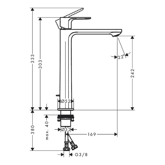 Смеситель для раковины Hansgrohe Rebris E 72581000 Хром